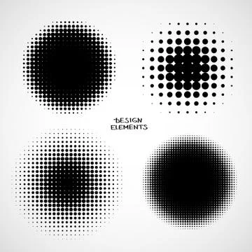Abstract Halftone Backgrounds. Vector Set of Isolated Modern Design Element Stock Illustration