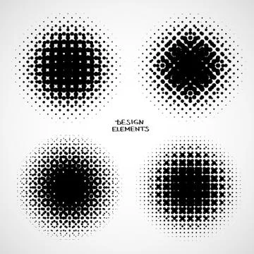Abstract Halftone Backgrounds. Vector Set of Isolated Modern Design Element Stock Illustration