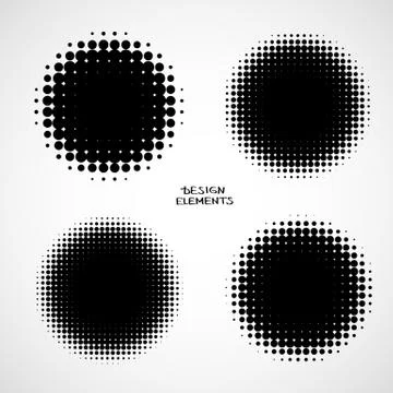 Abstract Halftone Backgrounds. Vector Set of Isolated Modern Design Element Stock Illustration