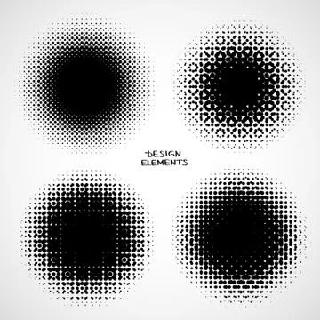 Abstract Halftone Backgrounds. Vector Set of Isolated Modern Design Element Stock Illustration