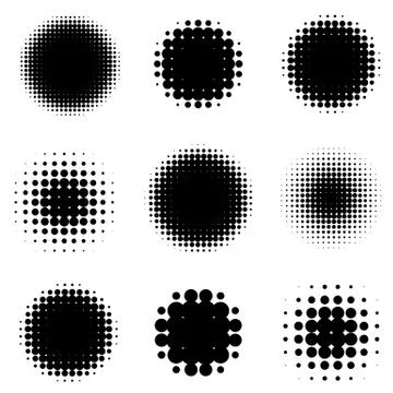 Abstract Halftone Backgrounds. Vector Set of Isolated Modern Design Element. Stock Illustration
