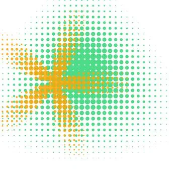 Abstract Halftone Burst Illustration Featuring Overlapping Orange and Green.. Stock Illustration