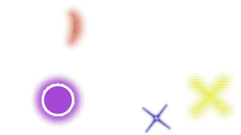 Abstract halftone circle and cross shapes isolated on transparent background Stock Illustration