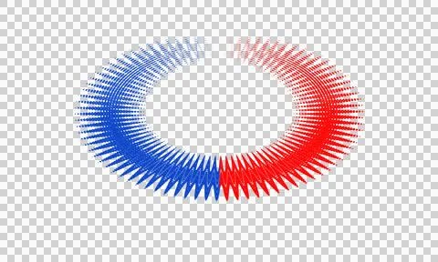 Abstract halftone circle gradient red and blue PNG , isolated on transparen.. Stock Illustration
