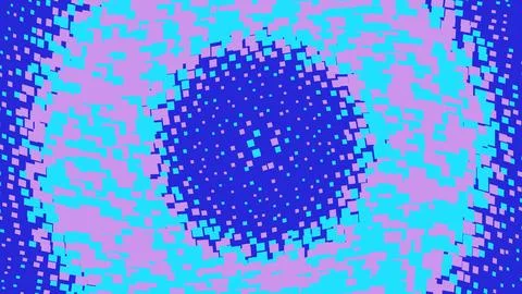 Abstract halftone circle pattern with blue and purple squares Stockillustratie
