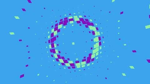 Abstract halftone circle pattern with colorful squares Stock Illustration