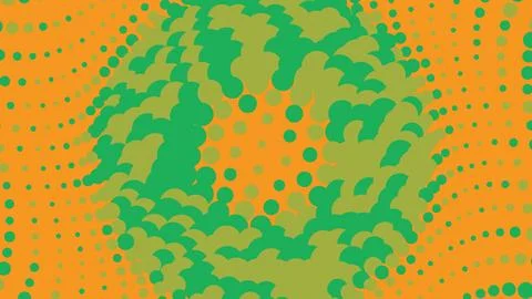 Abstract halftone circle pattern with orange and green dots Stockillustratie