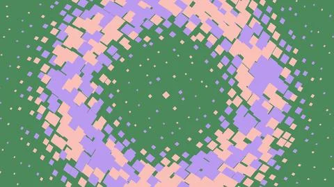 Abstract halftone circle pattern with pink and blue squares 库存插图
