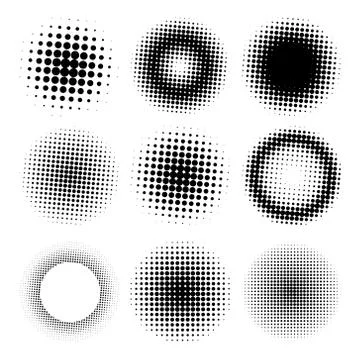 Abstract Halftone Circle Set Stock Illustration