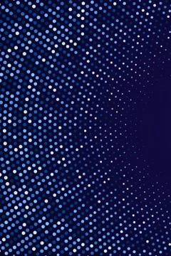 Abstract halftone circular background. Blue dot pattern on dark background Stock Illustration