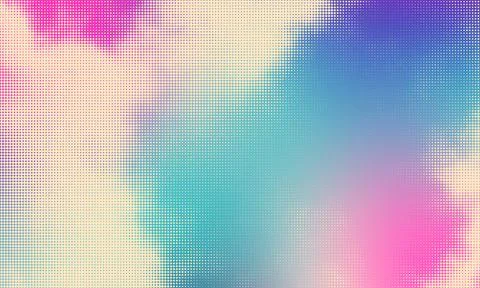 Abstract Halftone Clouds on gradient blur background in Teal and Magenta colors Stock Illustration
