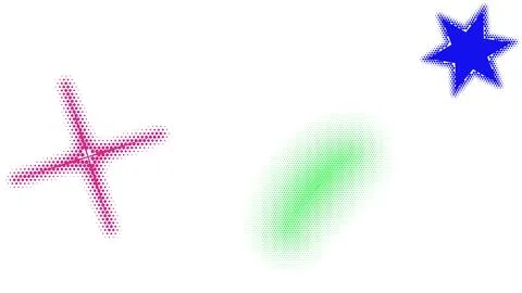Abstract halftone cross and blue star isolated on transparent background Stock Illustration