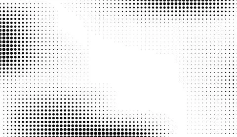 Abstract halftone dot pattern background featuring black dots on a white canvas Stock Illustration