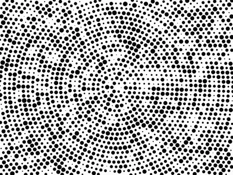 Abstract halftone dot pattern background in black and white circular design Stock Illustration