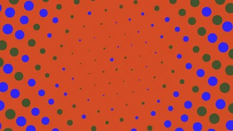 Abstract halftone dot pattern with blue circles on orange 库存插图