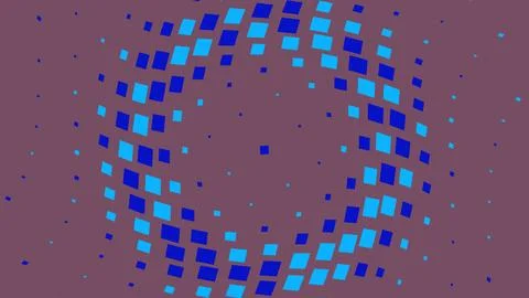 Abstract halftone dot pattern with blue squares on red Illustrazione stock