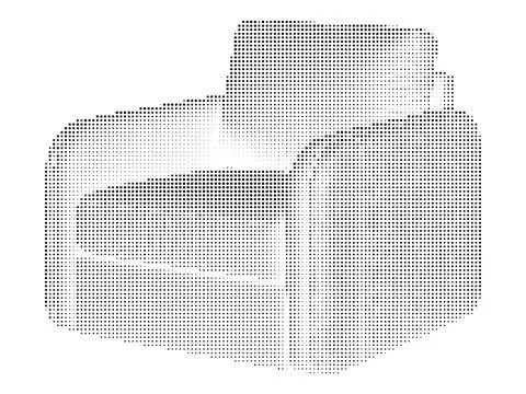 Abstract halftone dot pattern of camera icon, black and white vector illust.. Stock Illustration