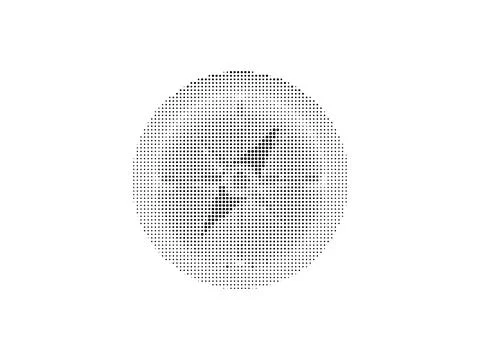 Abstract halftone dot pattern in circle shape, black and white vector illus.. Stock Illustration