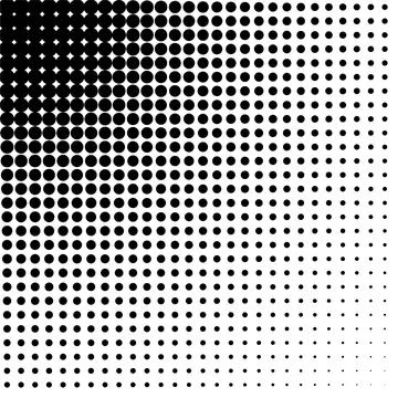 Abstract halftone dot pattern illustration with black dots on white backgroun Stock Illustration