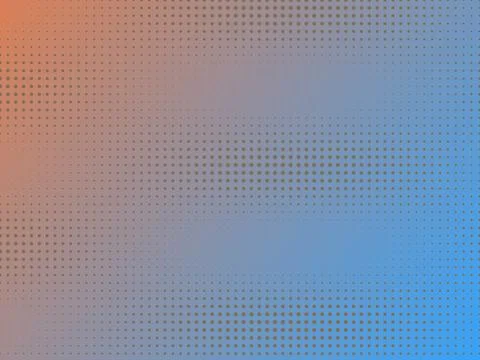 Abstract halftone dot pattern with orange and blue gradient background for .. Illustrazione stock