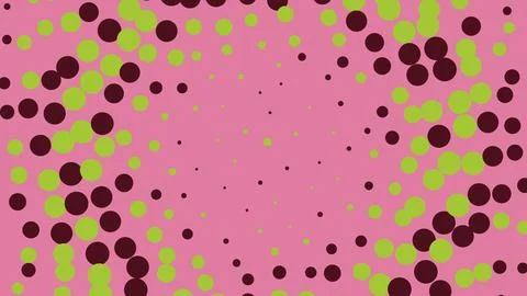 Abstract halftone dot pattern with pink and green circles Illustrazione stock
