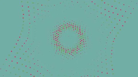 Abstract halftone dot pattern in pink and green colors 库存插图