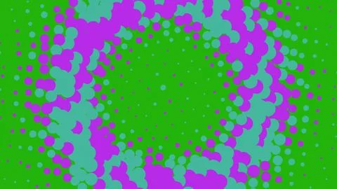 Abstract halftone dot pattern with purple and green circles 库存插图