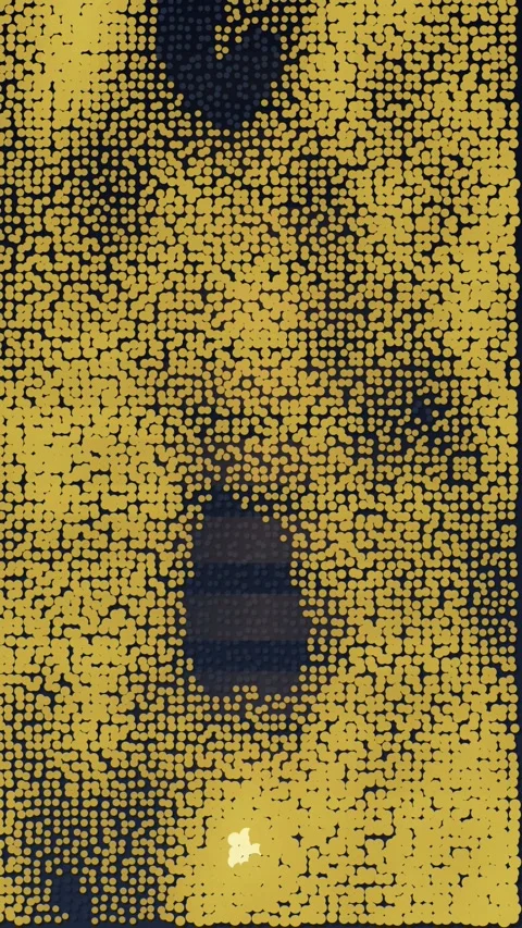 Abstract Halftone Dot Pattern Texture with Dark Silhouettes on Yellow Backg.. Stock Footage 347695487