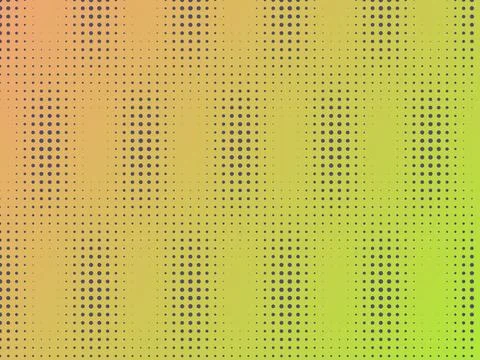 Abstract halftone dot pattern on a vibrant orange, yellow, and green gradie.. Illustrazione stock
