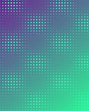 Abstract halftone dot pattern on vibrant purple and green gradient background Illustrazione stock