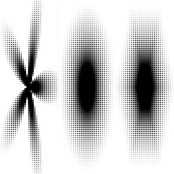 Abstract Halftone Dot Patterns with Geometric Shapes in a Minimalist Studio.. Ilustración de archivo