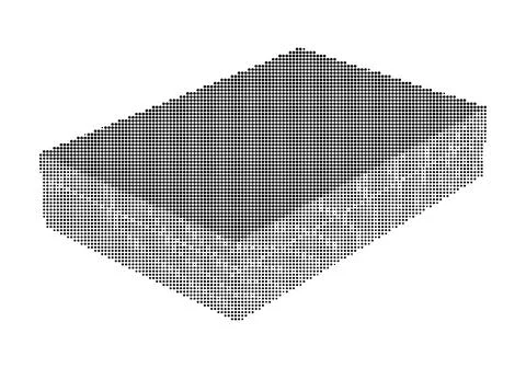 Abstract halftone dot rectangle box shape in perspective. Stock Illustration
