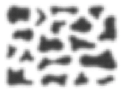 Abstract halftone dot shapes. Illustrazione stock