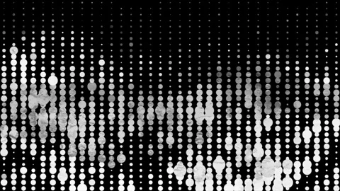 Abstract halftone dot wave forming a digital sound equalizer on black background Stock Footage 325843121