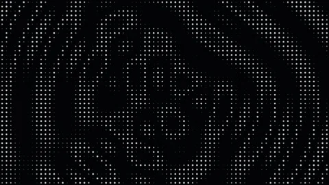 Abstract halftone dot wave pattern on black background Stock Footage 335875899