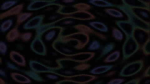 Abstract halftone dot waves undulating on a black background Stock Footage 335933244
