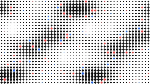 Abstract Halftone Dots Grid Motion Background, Geometric Black Red Blue Circles 库存影片 338396611
