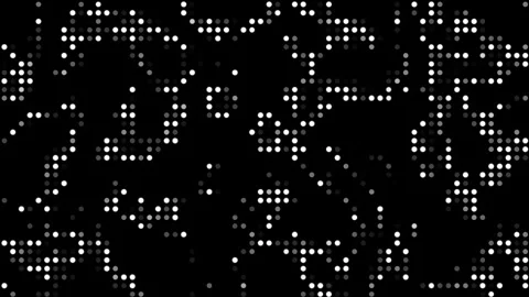 Abstract Halftone Dots Particle Animation Black White Background Stock Footage 308139081
