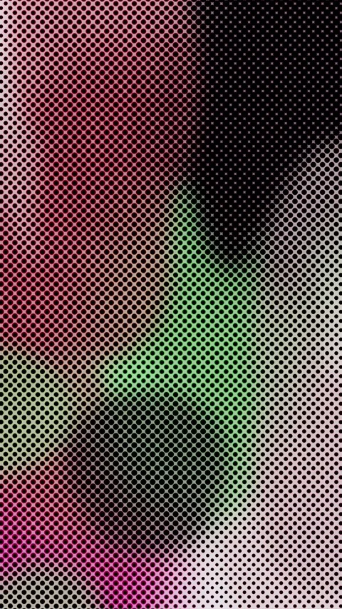 Abstract halftone dots pattern animating with colorful shifting pink and green Stock Footage 348133283