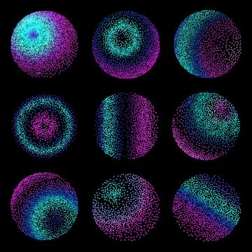 Abstract halftone dotwork. Circles with dots. Stock Illustration