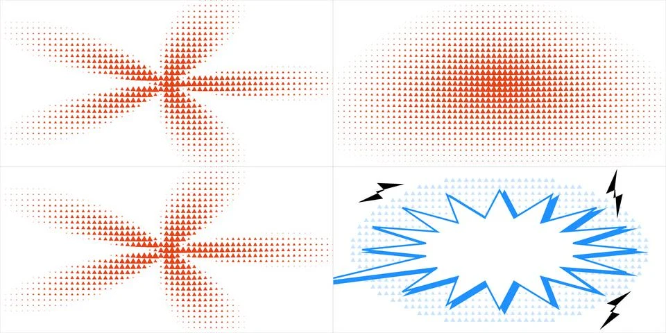 Abstract Halftone Geometric Patterns and Graphic Comic Speech Bubble Illust.. Ilustración de archivo