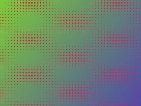Abstract Halftone Pattern Background with Red Polka Dots on Green and Purpl.. Stock Illustration