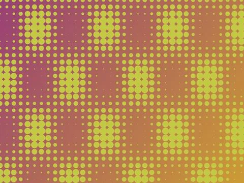 Abstract Halftone Pattern Background with Yellow Circles on Purple and Oran.. Illustrazione stock