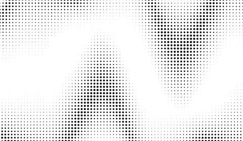 Abstract halftone pattern with black dots on white background creating dynamic Stock Illustration