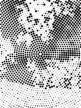 Abstract halftone pattern with black dots in a circular radial gradient iso.. イラスト素材