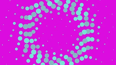 Abstract halftone pattern with cyan circles on pink background Illustrazione stock