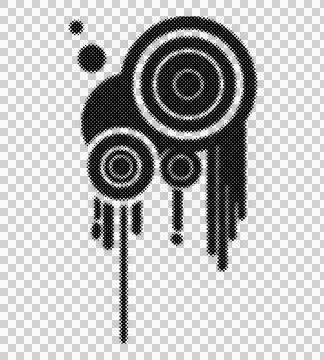 Abstract halftone pattern design featuring concentric circles and dripping .. Stock Illustration