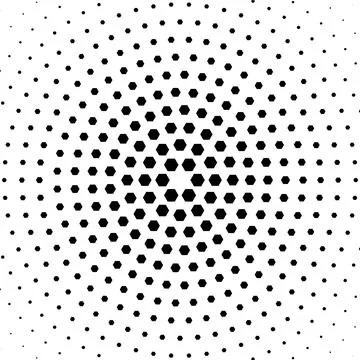 Abstract halftone pattern design featuring black hexagonal shapes on white .. Stock Illustration