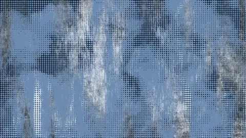 Abstract halftone pattern with distressed blue textures, vertical streaking Stock Footage 332380891