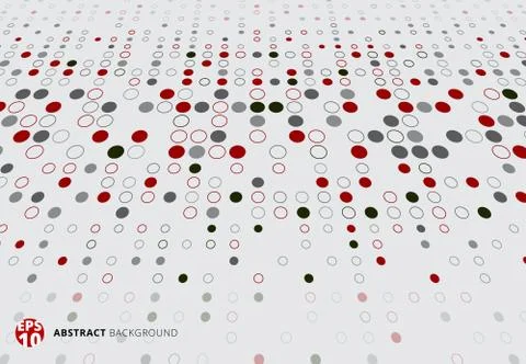 Abstract halftone pattern dots red, black and gray color perspective on white 스톡 일러스트